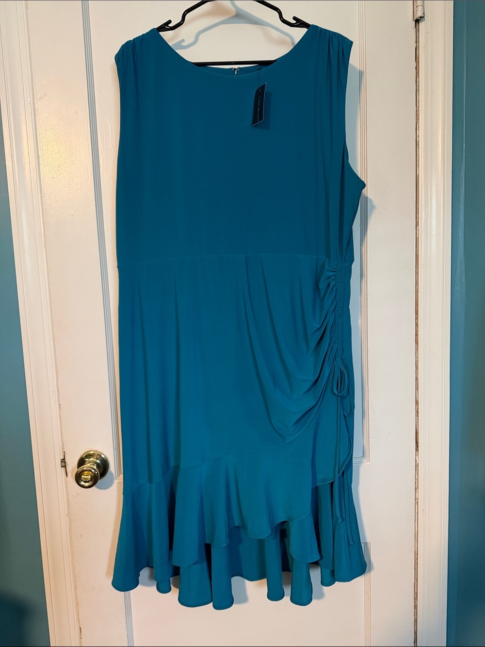 Lane Bryant Teal Asymmetric Ruffle Hem Sleeveless Dress size 18/20